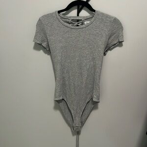 Abercrombie Large Gray Bodysuit with ties in the back